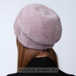 Женская шапка из меха норки и мутона розовая