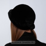 Женская меховая шапка шляпка из норки темный шоколад