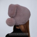Женская меховая шапка из норки светло-розовая