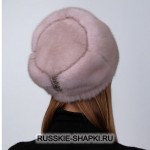 Женская меховая шапка кубанка из норки розовая