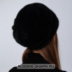 Женская меховая шапка кубанка из норки черная