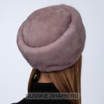 Женская меховая шапка кубанка из норки и мутона розовая