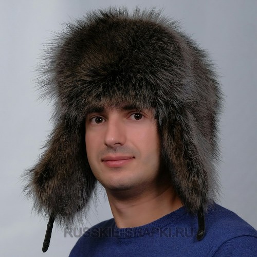 Мужская шапка ушанка из чернобурки цвет натуральный