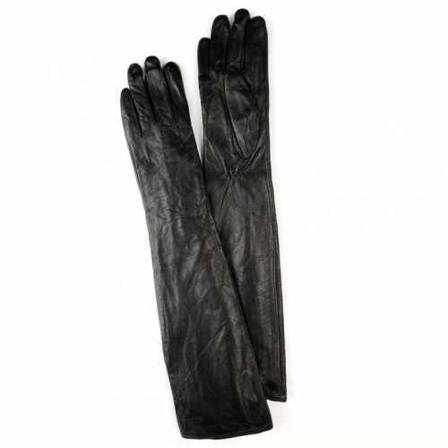 Перчатки кожаные Длинные Черные
