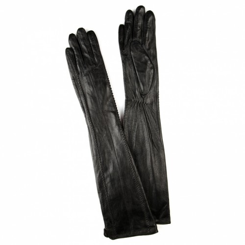 Перчатки кожаные Длинные Черные