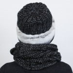 Черно-белый комплект шапка и шарф
